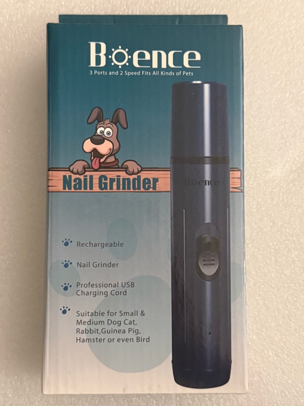 Boence Pet Nail Grinder - 2 Speed Rechargeable Grooming Tool NIB